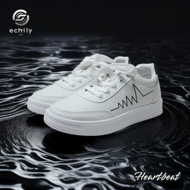 Chaussure Basket Femme Blanche HeartBeat Noir