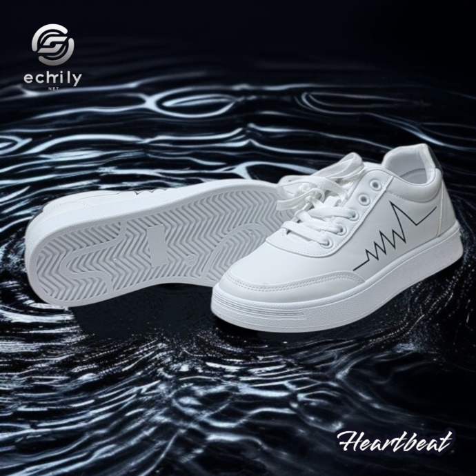 Chaussure Basket Femme Blanche HeartBeat Noir - Image 3