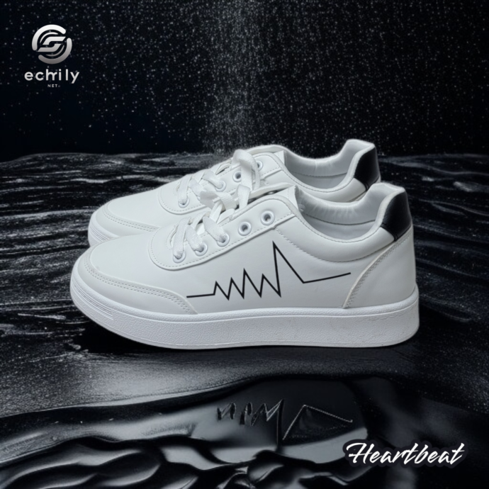 Chaussure Basket Femme Blanche HeartBeat Noir - Image 5